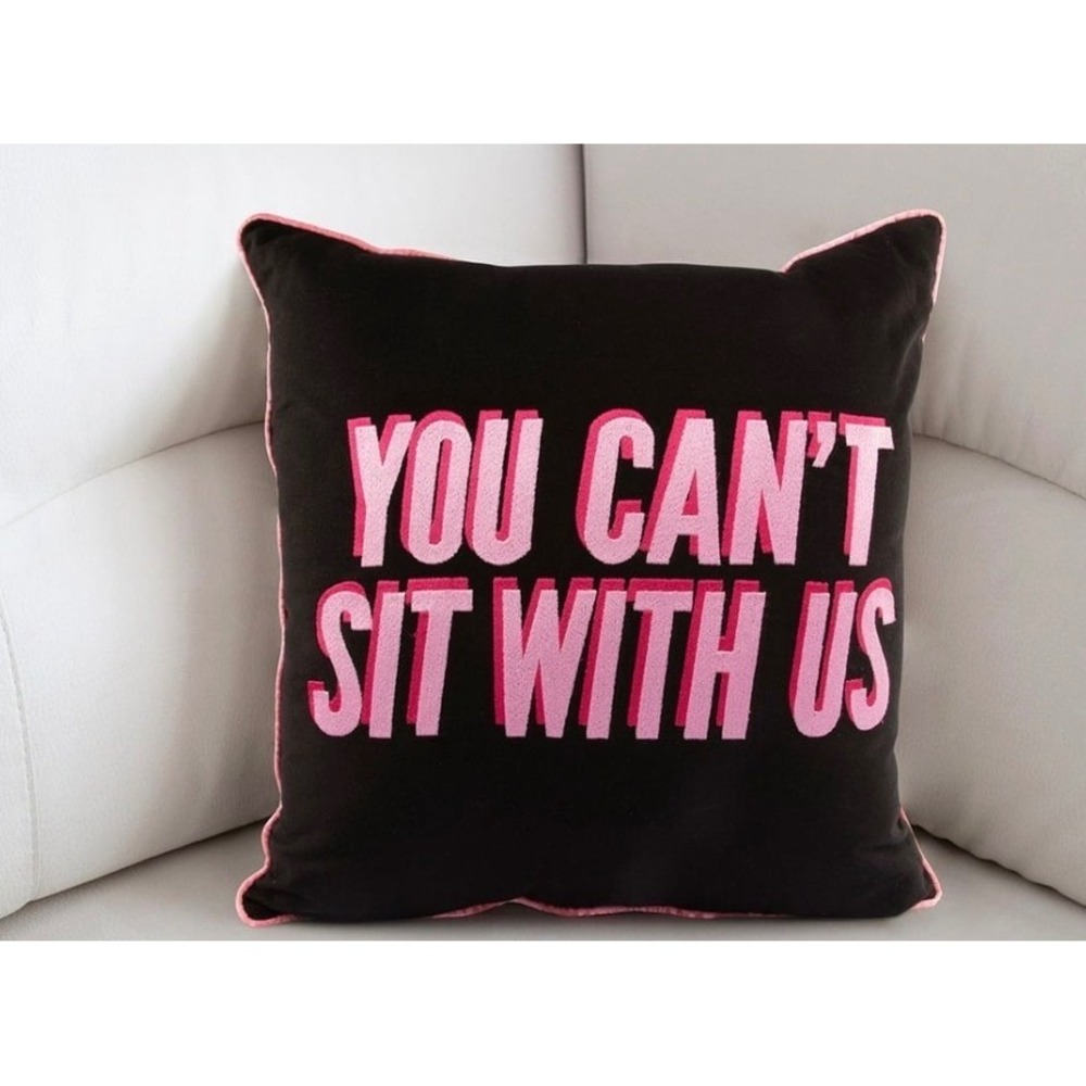 Mean Girls Throw Pillow Women Black You Cant Sit With Us Pink 20x20 New‎